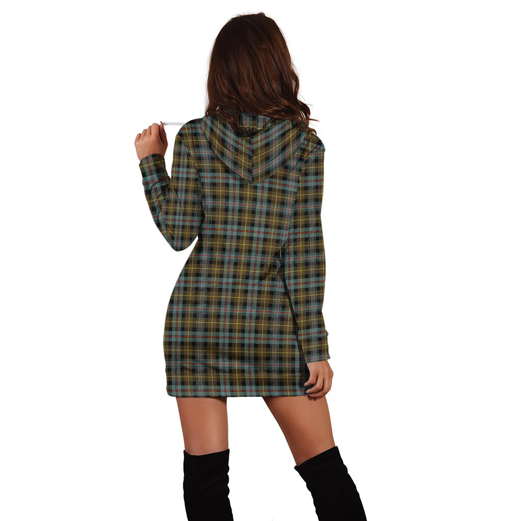 Farquharson Weathered Tartan Hoodie Dress with Family Crest - Tartan Vibes Clothing