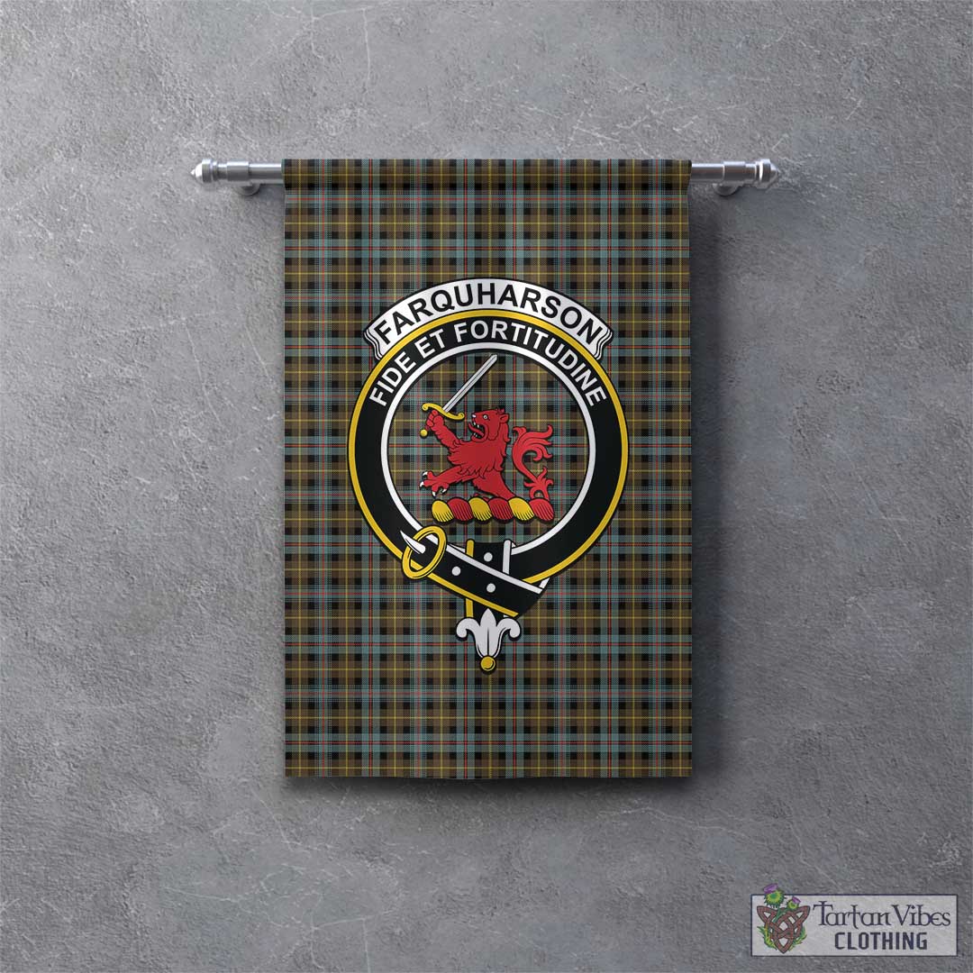 Tartan Vibes Clothing Farquharson Weathered Tartan Gonfalon, Tartan Banner with Family Crest