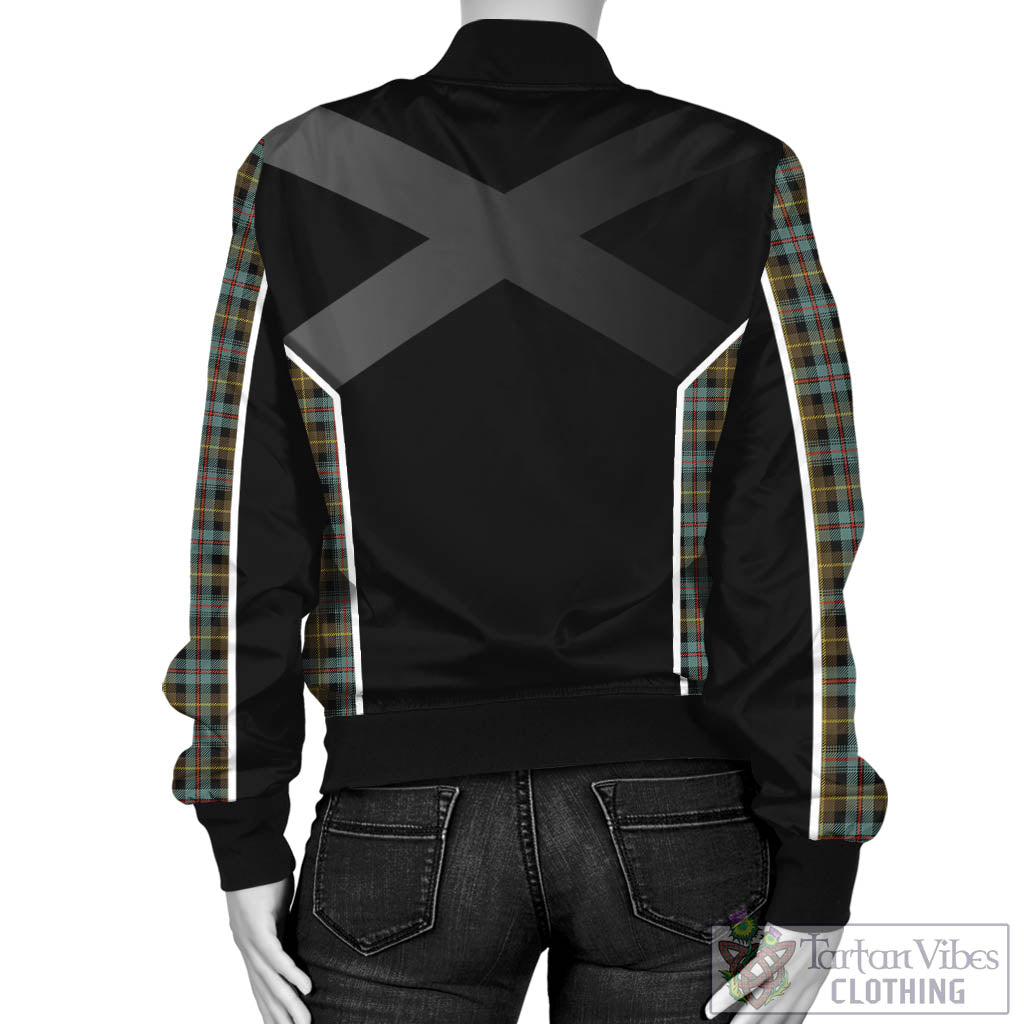 Tartan Vibes Clothing Farquharson Weathered Tartan Bomber Jacket with Family Crest and Scottish Thistle Vibes Sport Style