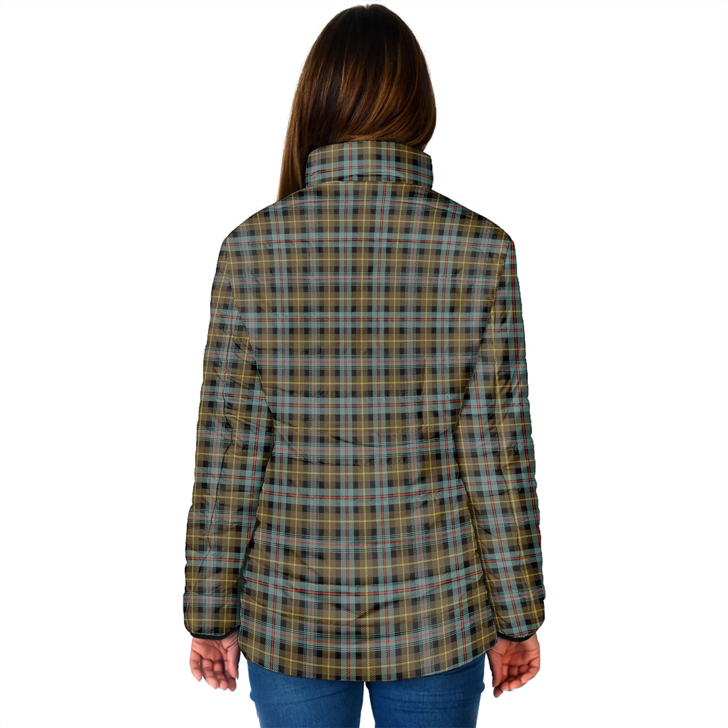 Farquharson Weathered Tartan Padded Jacket with Family Crest - Tartan Vibes Clothing