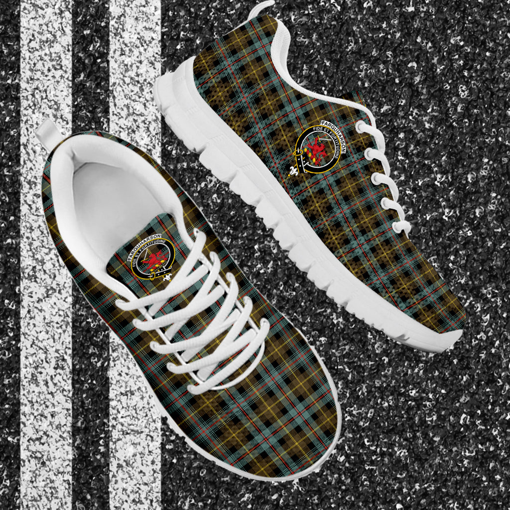 Farquharson Weathered Tartan Sneakers with Family Crest - Tartan Vibes Clothing