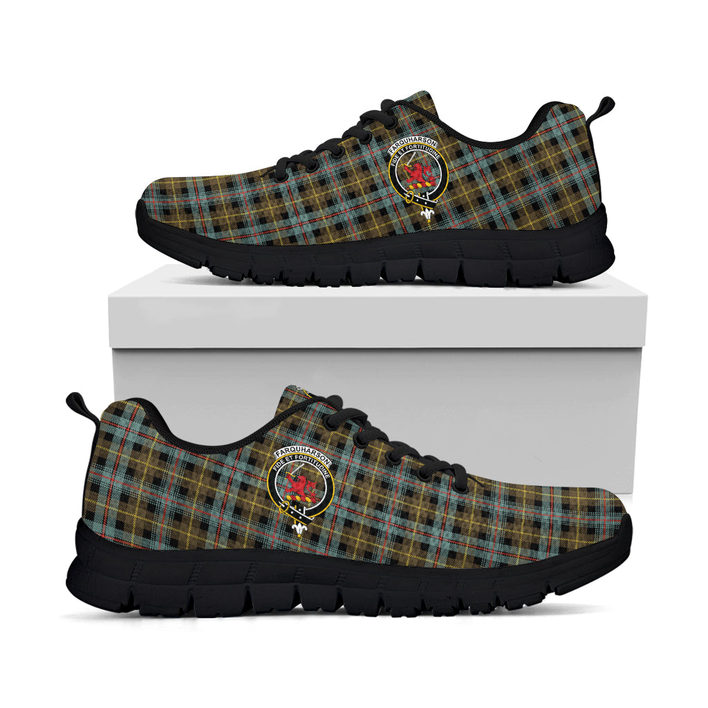 Farquharson Weathered Tartan Sneakers with Family Crest - Tartan Vibes Clothing