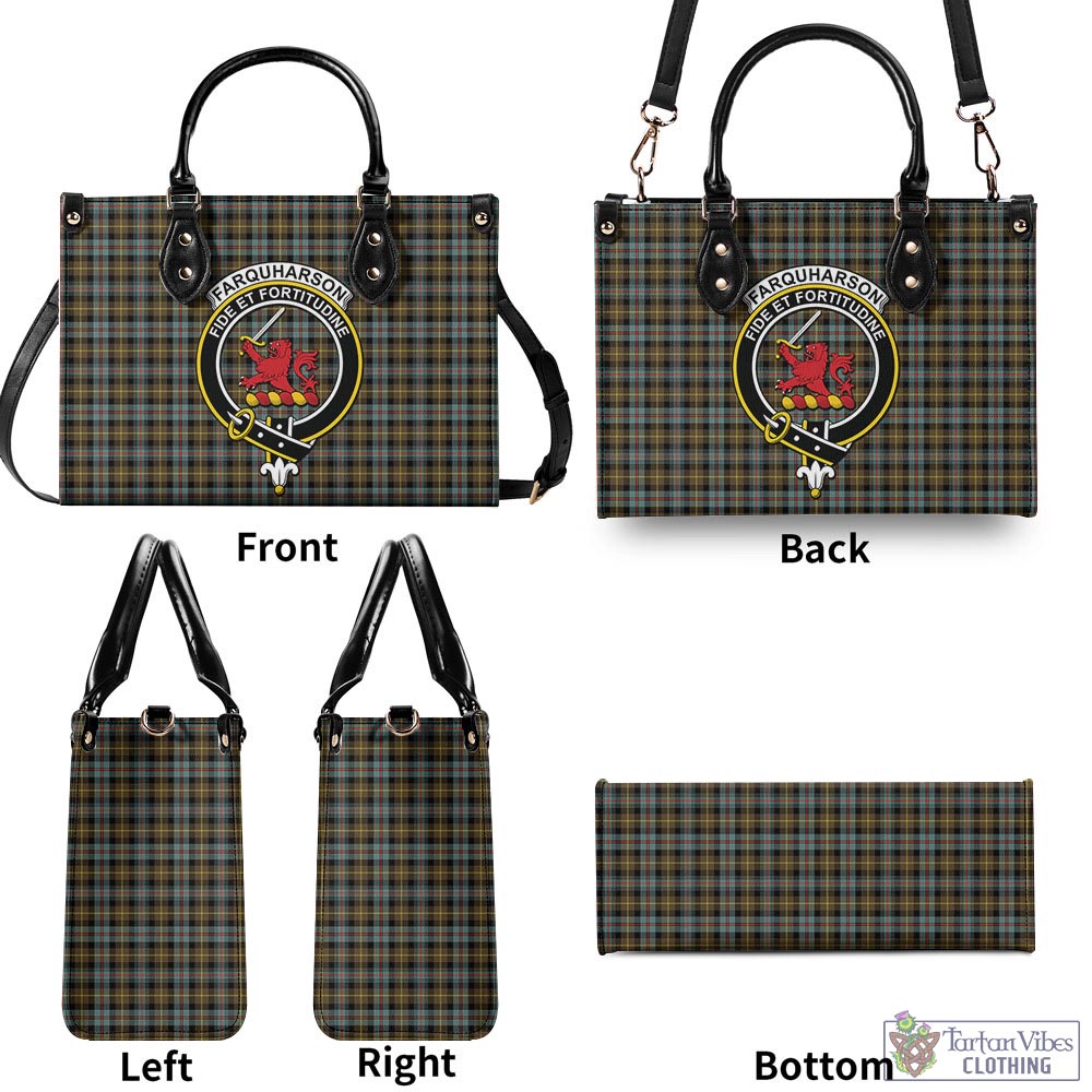 Tartan Vibes Clothing Farquharson Weathered Tartan Luxury Leather Handbags with Family Crest