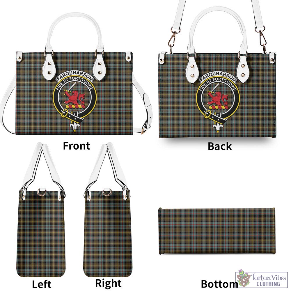 Tartan Vibes Clothing Farquharson Weathered Tartan Luxury Leather Handbags with Family Crest