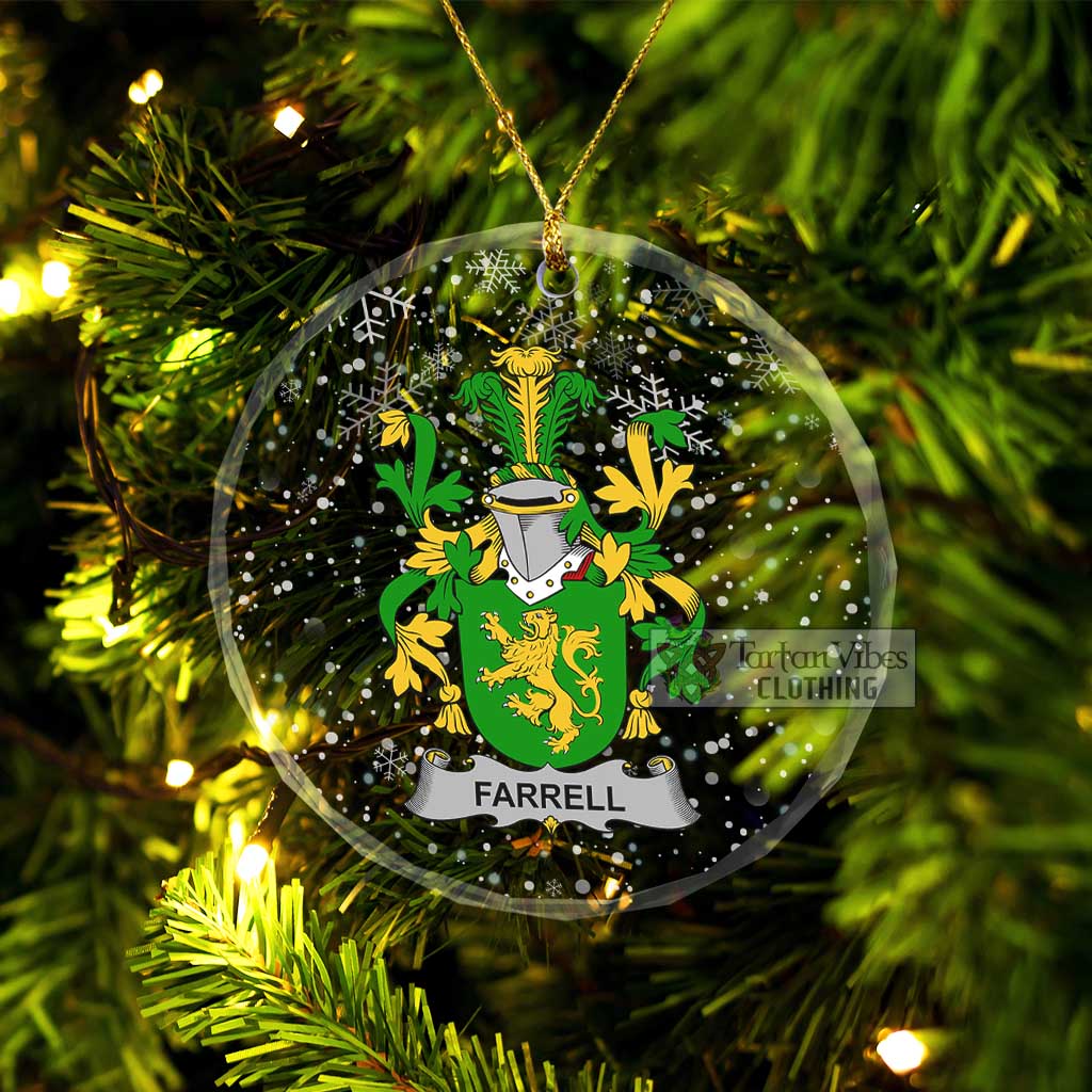 Tartan Vibes Clothing Farrell Irish Clan Christmas Glass Ornament with Coat of Arms