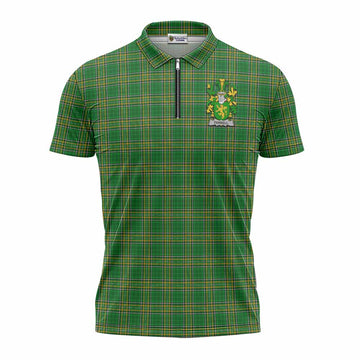 Farrell Irish Clan Tartan Zipper Polo Shirt with Coat of Arms Unisex - Tartan Vibes Clothing