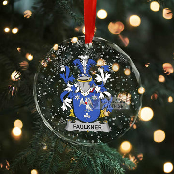 Faulkner Irish Clan Christmas Glass Ornament with Coat of Arms - 2D-tartanvibesclothing
