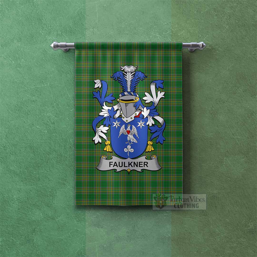 Faulkner Irish Clan Tartan Gonfalon, Tartan Banner with Coat of Arms Rectangle - Tartan Vibes Clothing