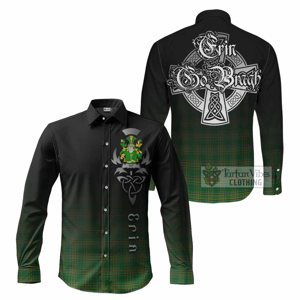 Fay Irish Clan Long Sleeve Button Shirt with Coat of Arms Erin Go Bragh Celtic Inspired - Tartan Vibes Clothing