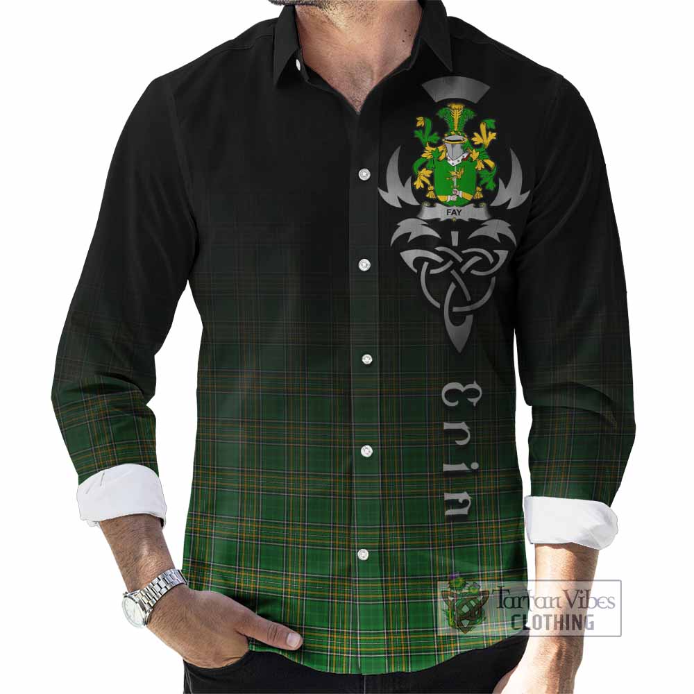 Fay Irish Clan Long Sleeve Button Shirt with Coat of Arms Erin Go Bragh Celtic Inspired - Tartan Vibes Clothing