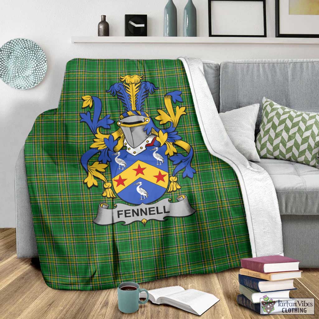 Tartan Vibes Clothing Fennell Irish Clan Tartan Blanket with Coat of Arms