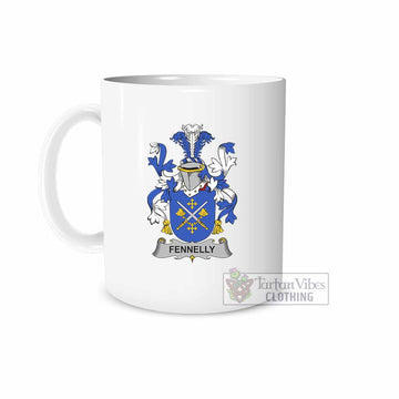 Fennelly Irish Clan Coat of Arms Ceramic Mug White - 2D-tartanvibesclothing