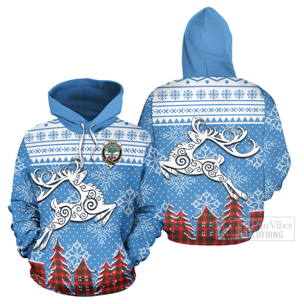 Fenton Clan Christmas Hoodie Celtic Reindeer Style Zip Hoodie - Tartan Vibes Clothing
