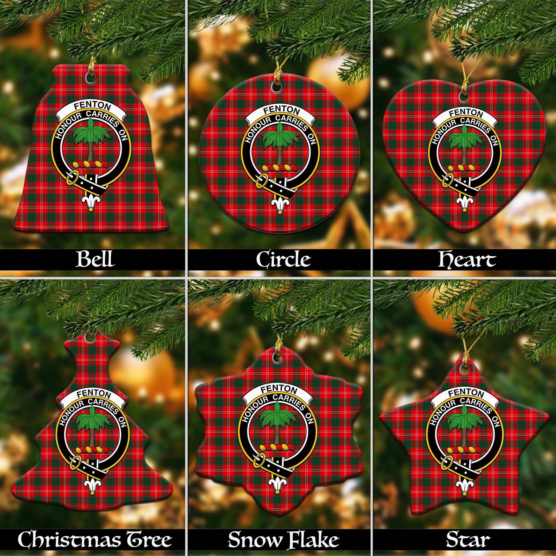 Fenton Tartan Christmas Ornaments with Family Crest - Tartanvibesclothing