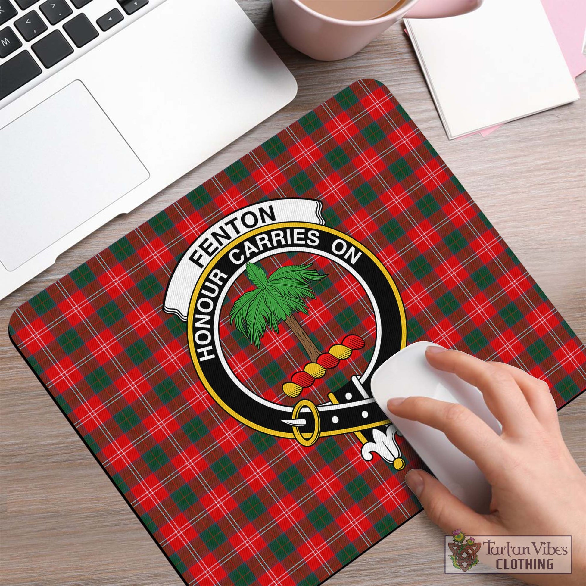 Tartan Vibes Clothing Fenton Tartan Mouse Pad with Family Crest