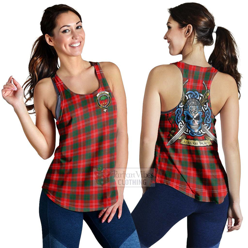 Tartan Vibes Clothing Fenton Tartan Women's Racerback Tanks with Family Crest Celtic Skull Style