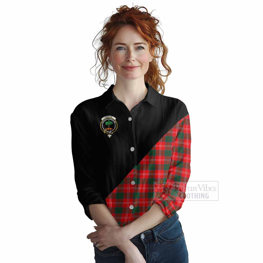 Tartan Vibes Clothing Fenton Tartan Women's Casual Shirt with Family Crest and Military Logo Style