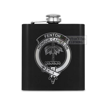 Fenton Crest Hip Flask Set 7oz Black Stainless Steel with A Gift Box One Size 7oz - 2D-tartanvibesclothing