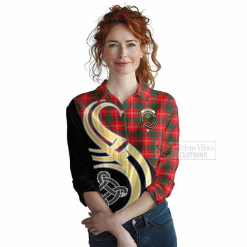 Fenton Tartan Women's Casual Shirt with Family Crest and Celtic Symbol Style