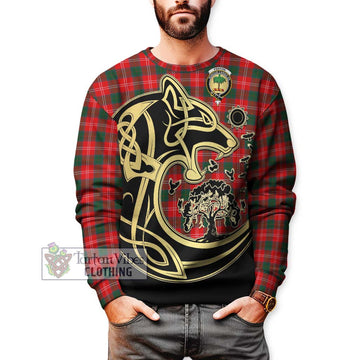 Fenton Tartan Sweatshirt with Family Crest Celtic Wolf Style