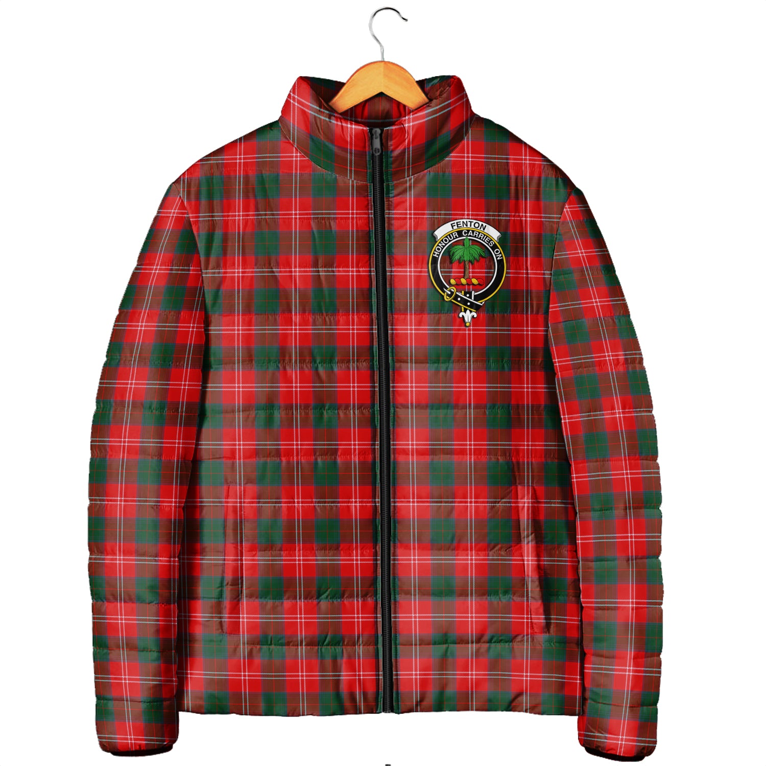 Fenton Tartan Padded Jacket with Family Crest Men's Padded Jacket - Tartan Vibes Clothing