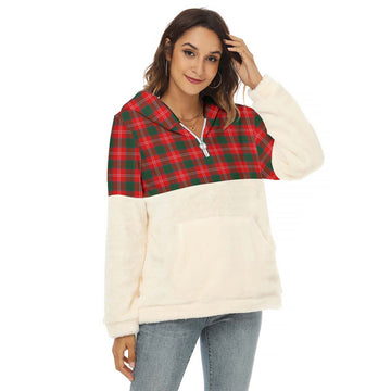 Fenton Tartan Women's Borg Fleece Hoodie With Half Zip