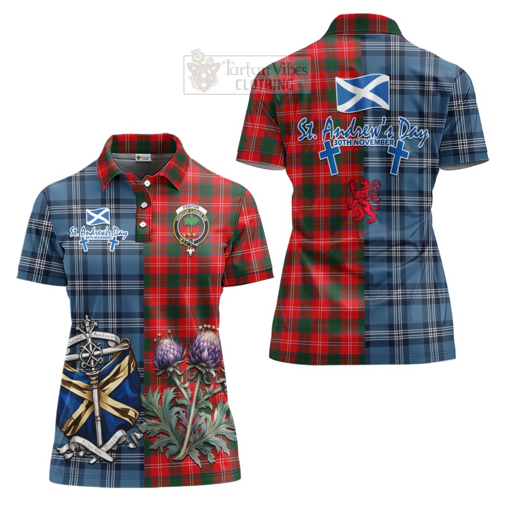 Tartan Vibes Clothing Fenton Tartan Women's Polo Shirt Happy St. Andrew's Day Half Tartan Style