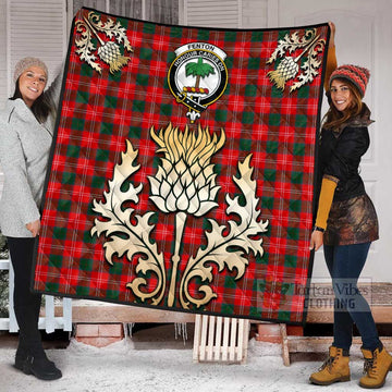 Fenton Tartan Quilt with Family Crest and Golden Thistle Style