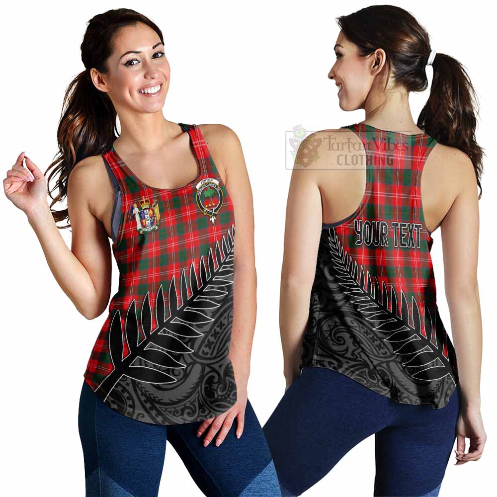 Tartan Vibes Clothing Fenton Crest Tartan Women's Racerback Tanks with New Zealand Silver Fern Half Style