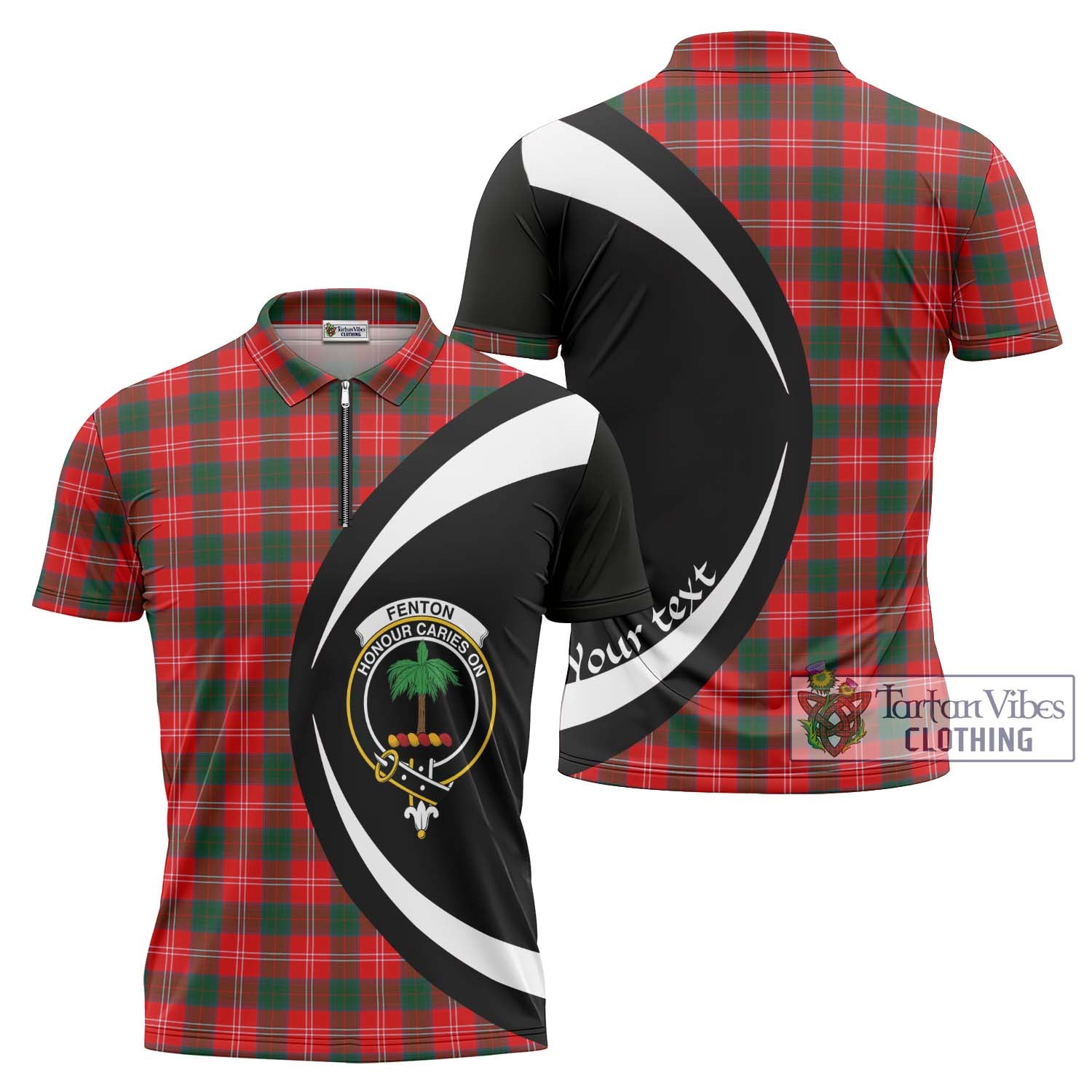 Tartan Vibes Clothing Fenton Tartan Zipper Polo Shirt with Family Crest Circle Style