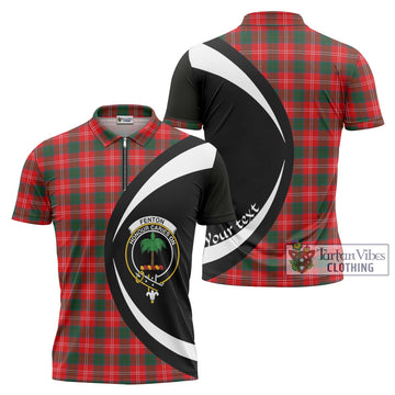 Fenton Tartan Zipper Polo Shirt with Family Crest Circle Style