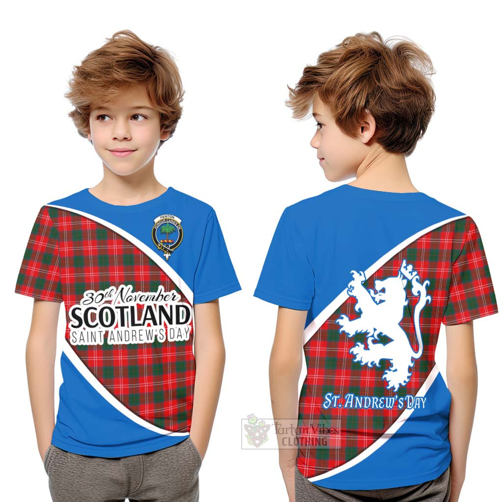 Tartan Vibes Clothing Fenton Family Crest Tartan Kid T-Shirt Celebrate Saint Andrew's Day in Style