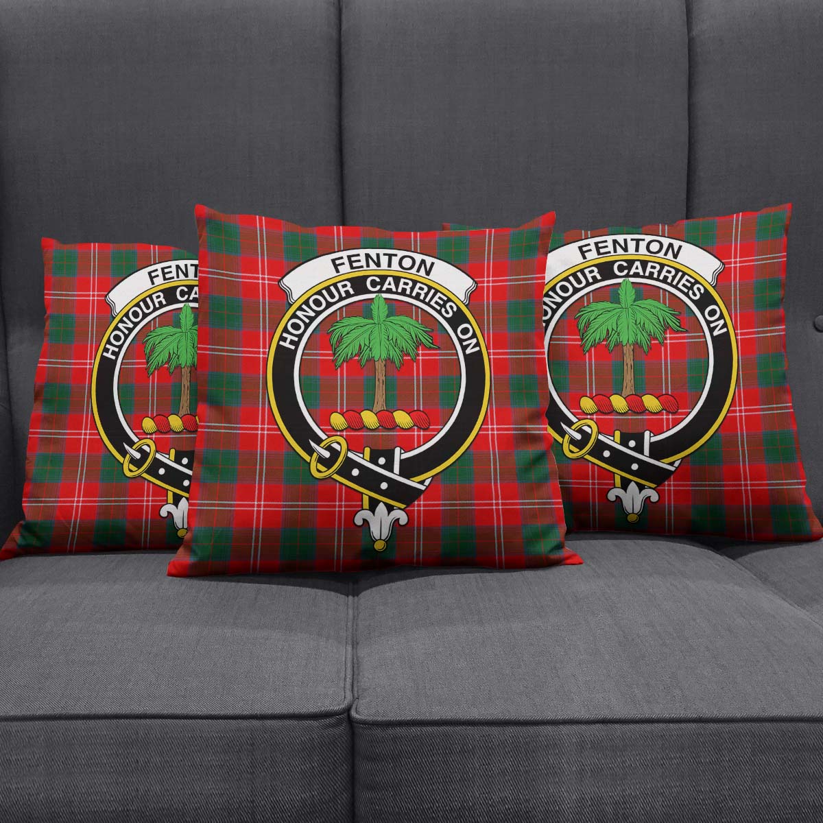 Fenton Tartan Pillow Cover with Family Crest Square Pillow Cover - Tartanvibesclothing