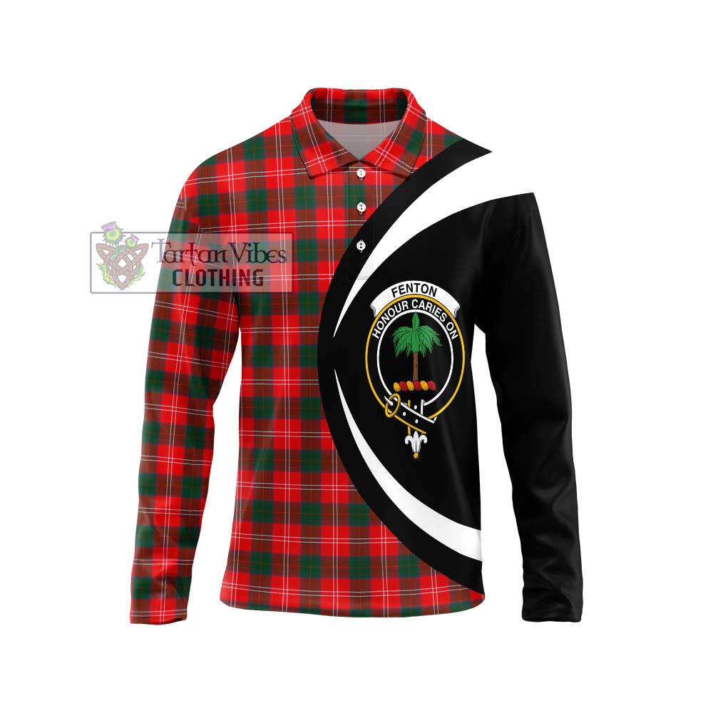 Fenton Tartan Long Sleeve Polo Shirt with Family Crest Circle Style Unisex - Tartan Vibes Clothing