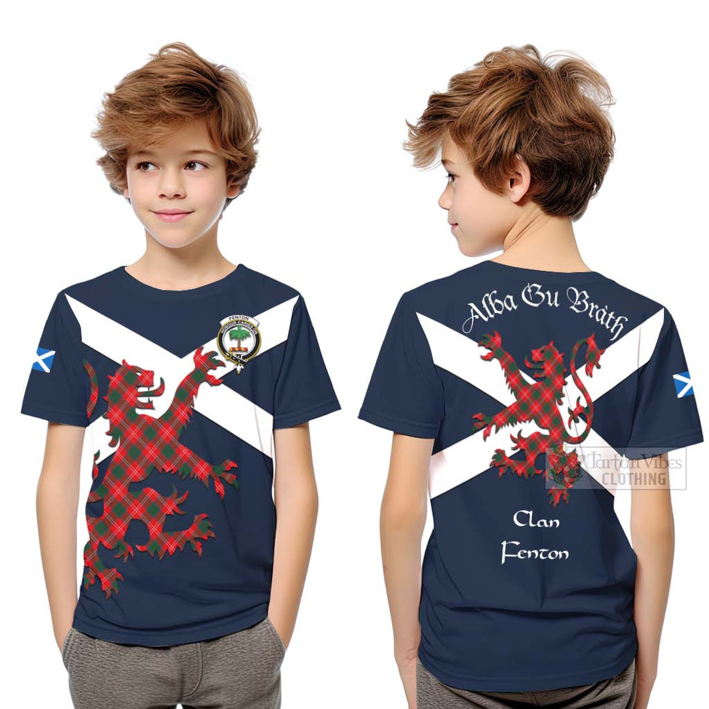 Tartan Vibes Clothing Fenton Tartan Lion Rampant Kid T-Shirt – Proudly Display Your Heritage with Alba Gu Brath and Clan Name