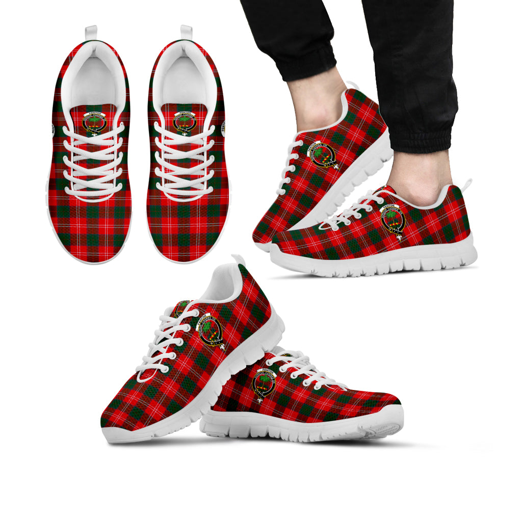 Fenton Tartan Sneakers with Family Crest Kid's Sneakers - Tartan Vibes Clothing