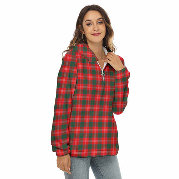 Fenton Tartan Women's Borg  Half Zip Fleece Hoodie