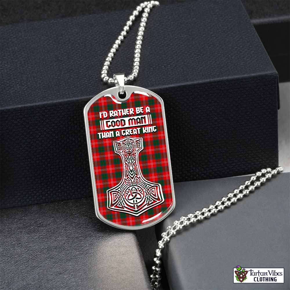 Fenton Tartan Dog Tag Necklace Viking Mjolnir Style Silver No - Tartan Vibes Clothing