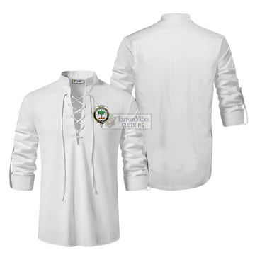 Fenton Clan Crest Ghillie Kilt Shirt Men White - 2D-tartanvibesclothing