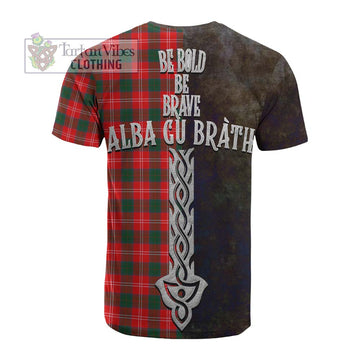 Fenton Tartan Family Crest Cotton T-shirt Alba Gu Brath Be Brave Lion Ancient Style - Tartan Vibes Clothing