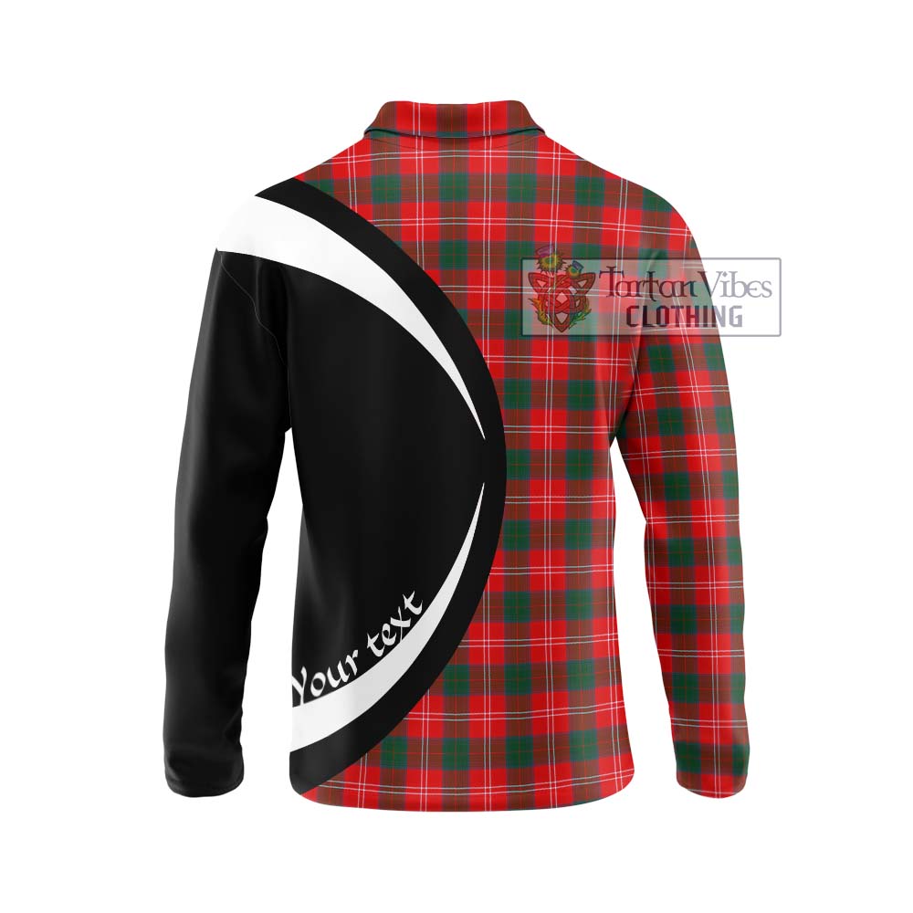 Fenton Tartan Long Sleeve Polo Shirt with Family Crest Circle Style - Tartan Vibes Clothing