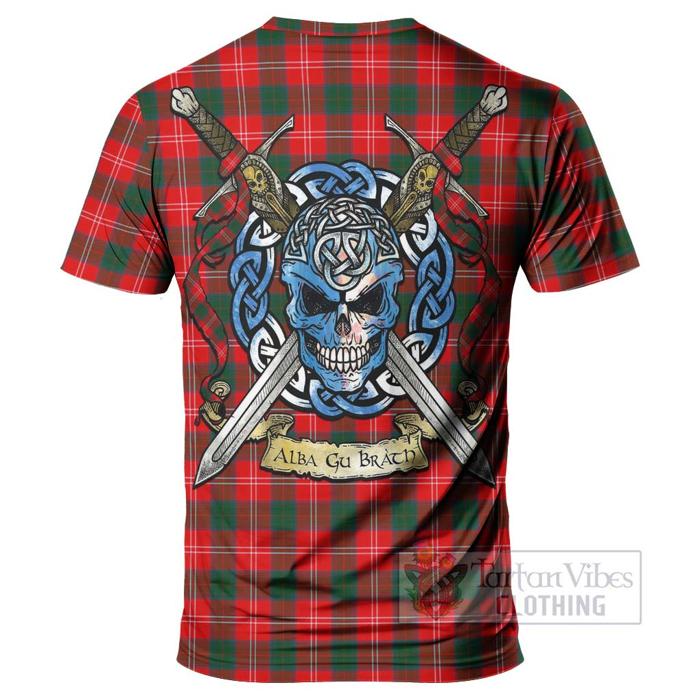 Tartan Vibes Clothing Fenton Tartan T-Shirt with Family Crest Celtic Skull Style