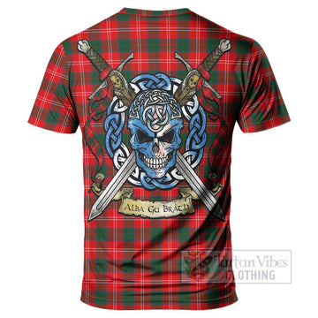 Fenton Tartan T-Shirt with Family Crest Celtic Skull Style