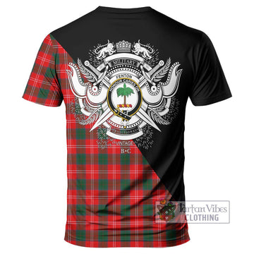 Fenton Tartan T-Shirt with Family Crest and Military Logo Style