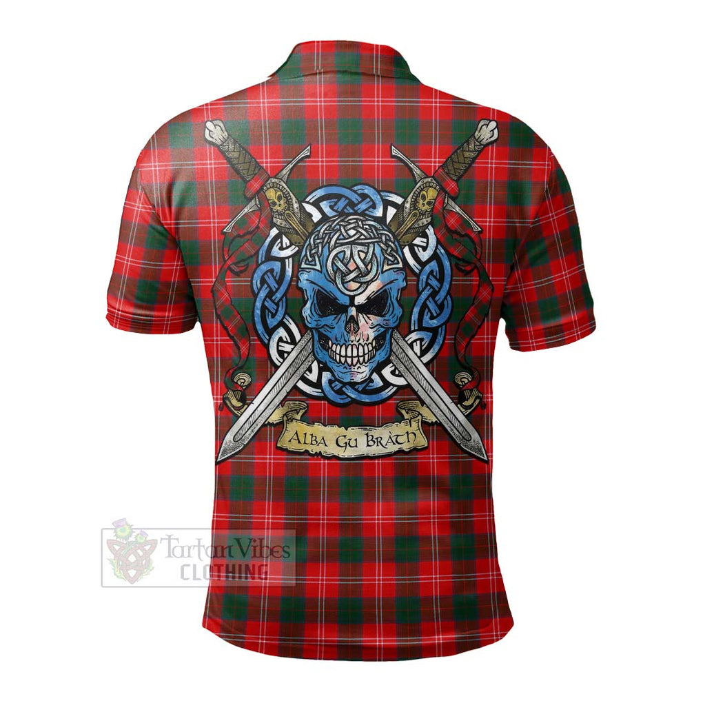 Tartan Vibes Clothing Fenton Tartan Polo Shirt with Family Crest Celtic Skull Style