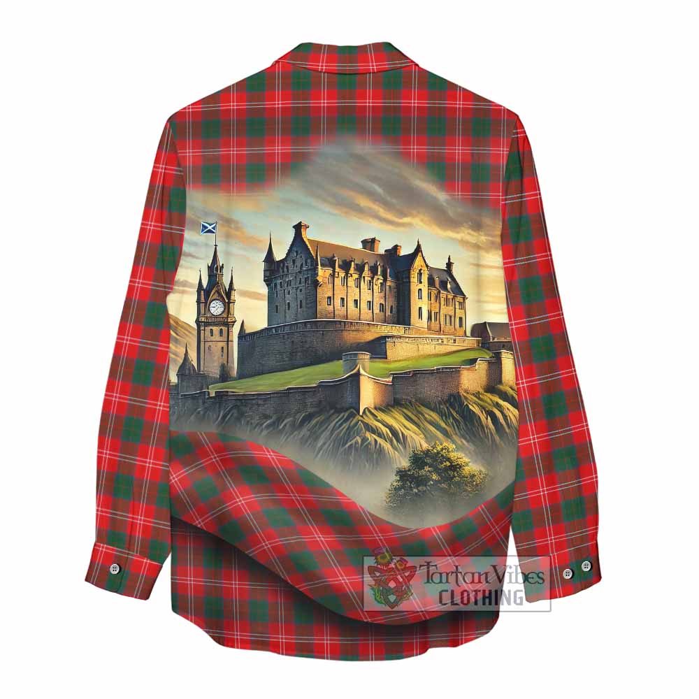 Fenton Tartan Family Crest Women's Casual Shirt with Scottish Ancient Castle Style - Tartan Vibes Clothing