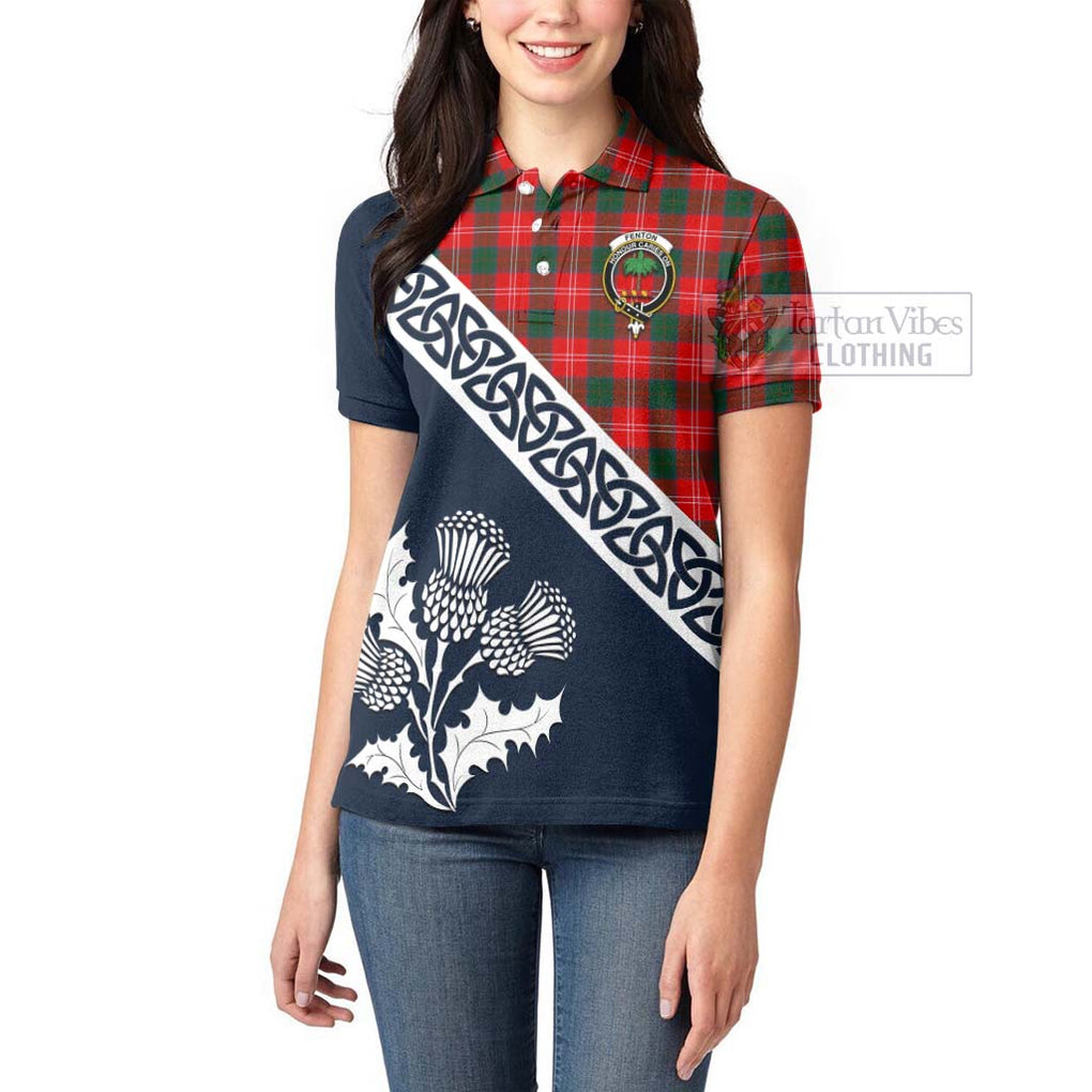 Tartan Vibes Clothing Fenton Tartan Women's Polo Shirt Featuring Thistle and Scotland Map