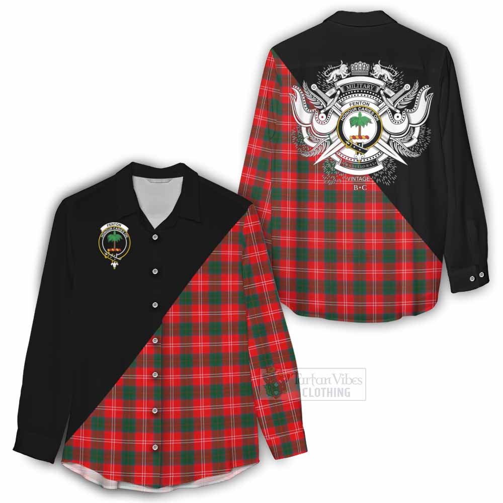 Tartan Vibes Clothing Fenton Tartan Women's Casual Shirt with Family Crest and Military Logo Style