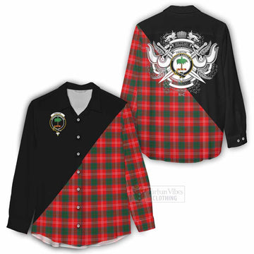 Fenton Tartan Women's Casual Shirt with Family Crest and Military Logo Style