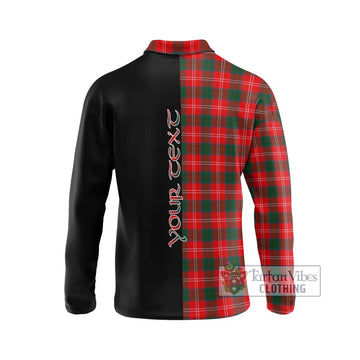Fenton Tartan Long Sleeve Polo Shirt with Family Crest and Half Of Me Style - Tartan Vibes Clothing